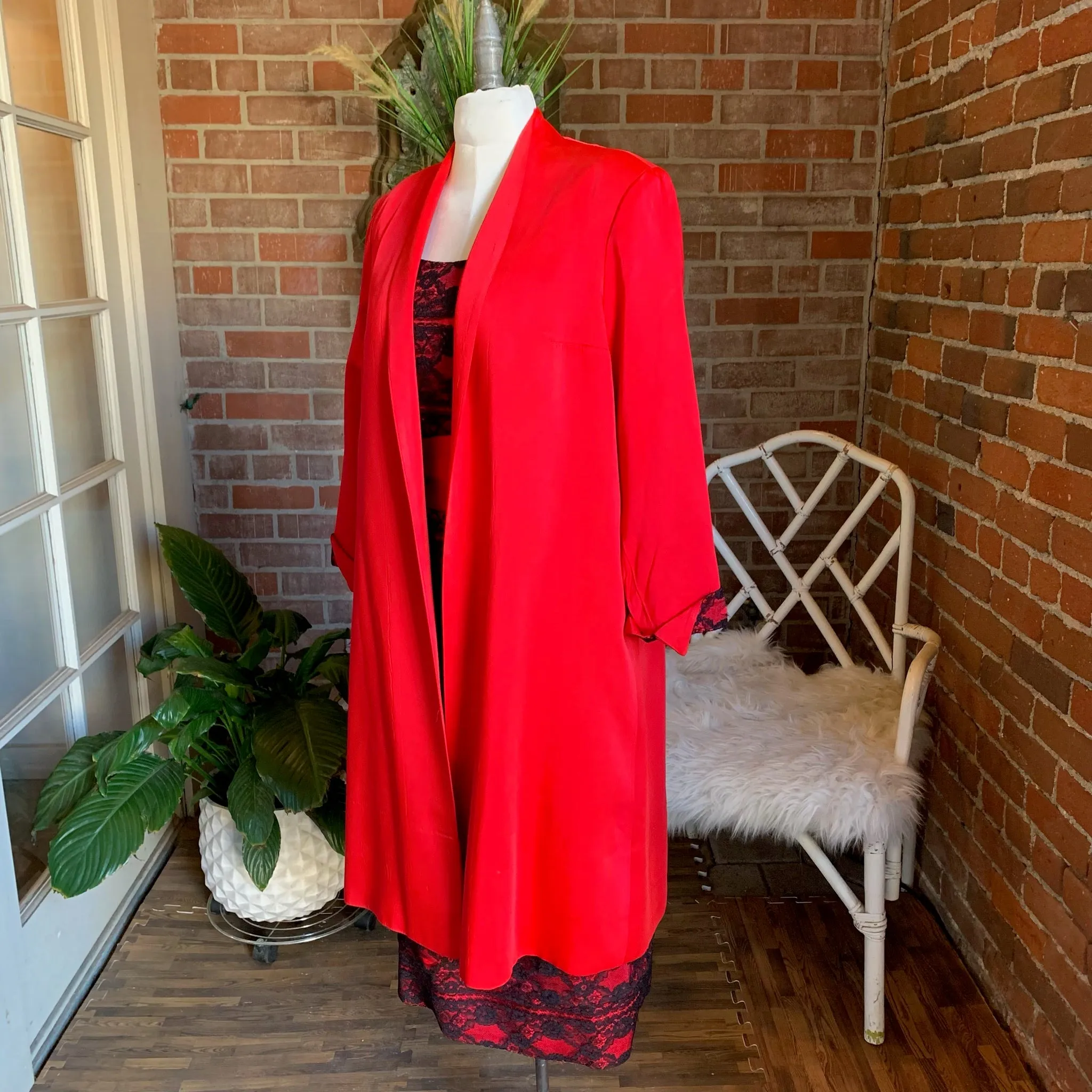 1950s Red & Black Lace Dress and Overcoat