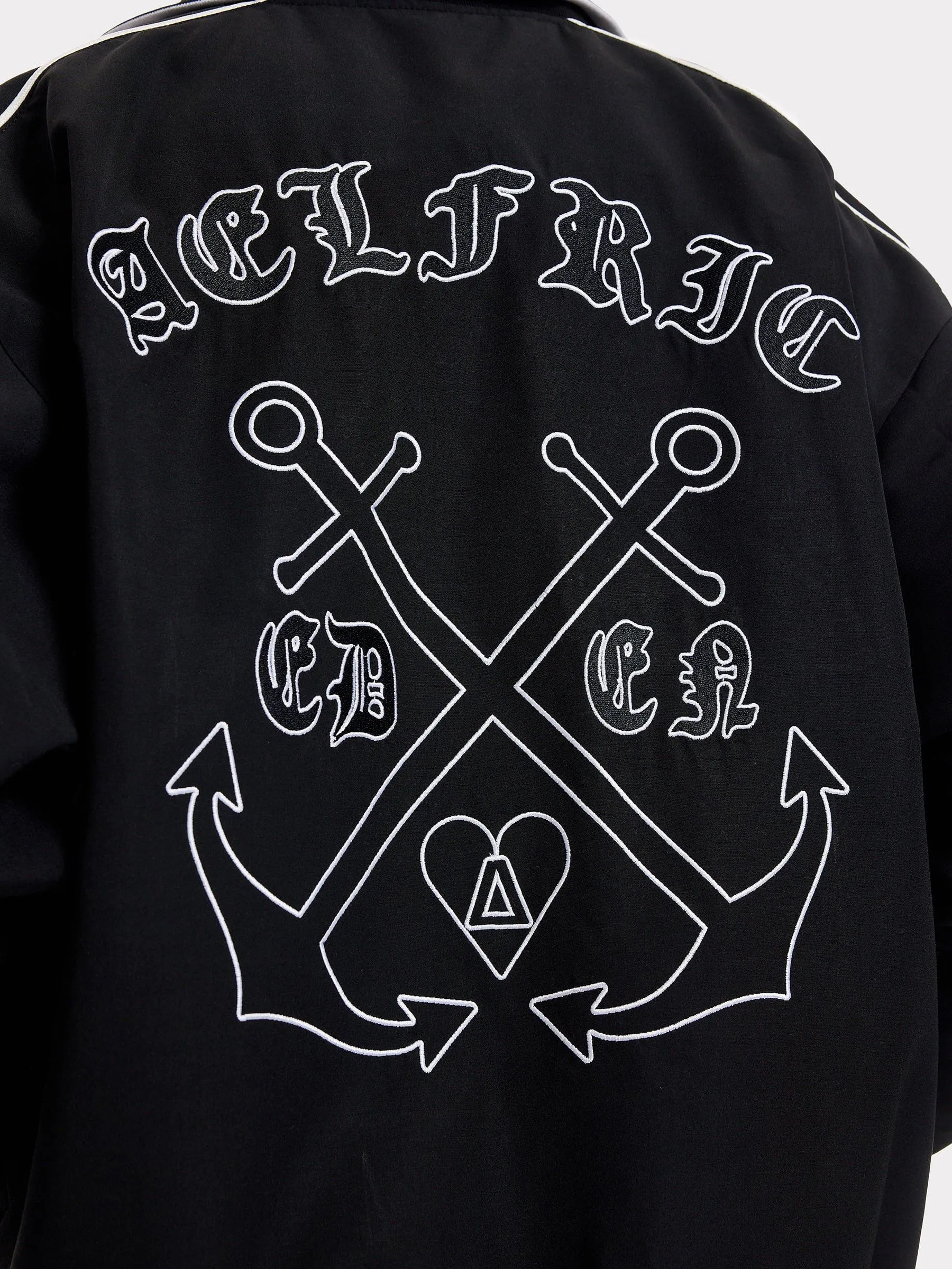 Aelfric Eden Embroidery Ship Anchor Bomber Jacket