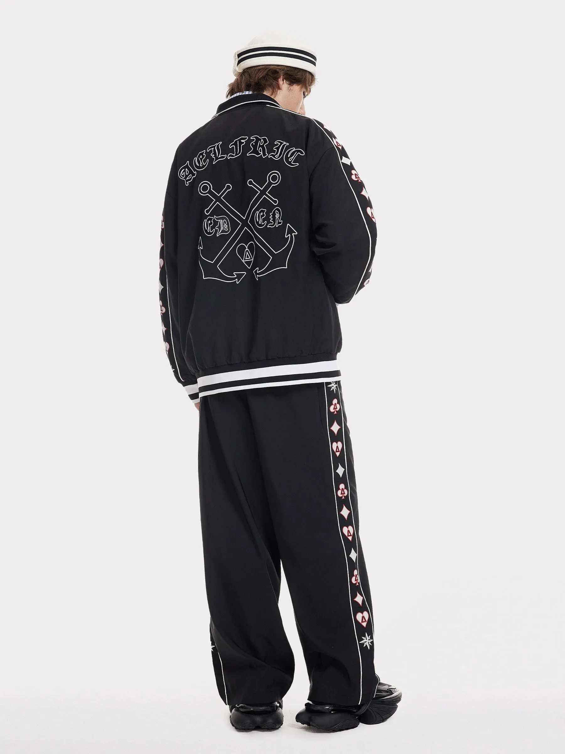 Aelfric Eden Embroidery Ship Anchor Bomber Jacket