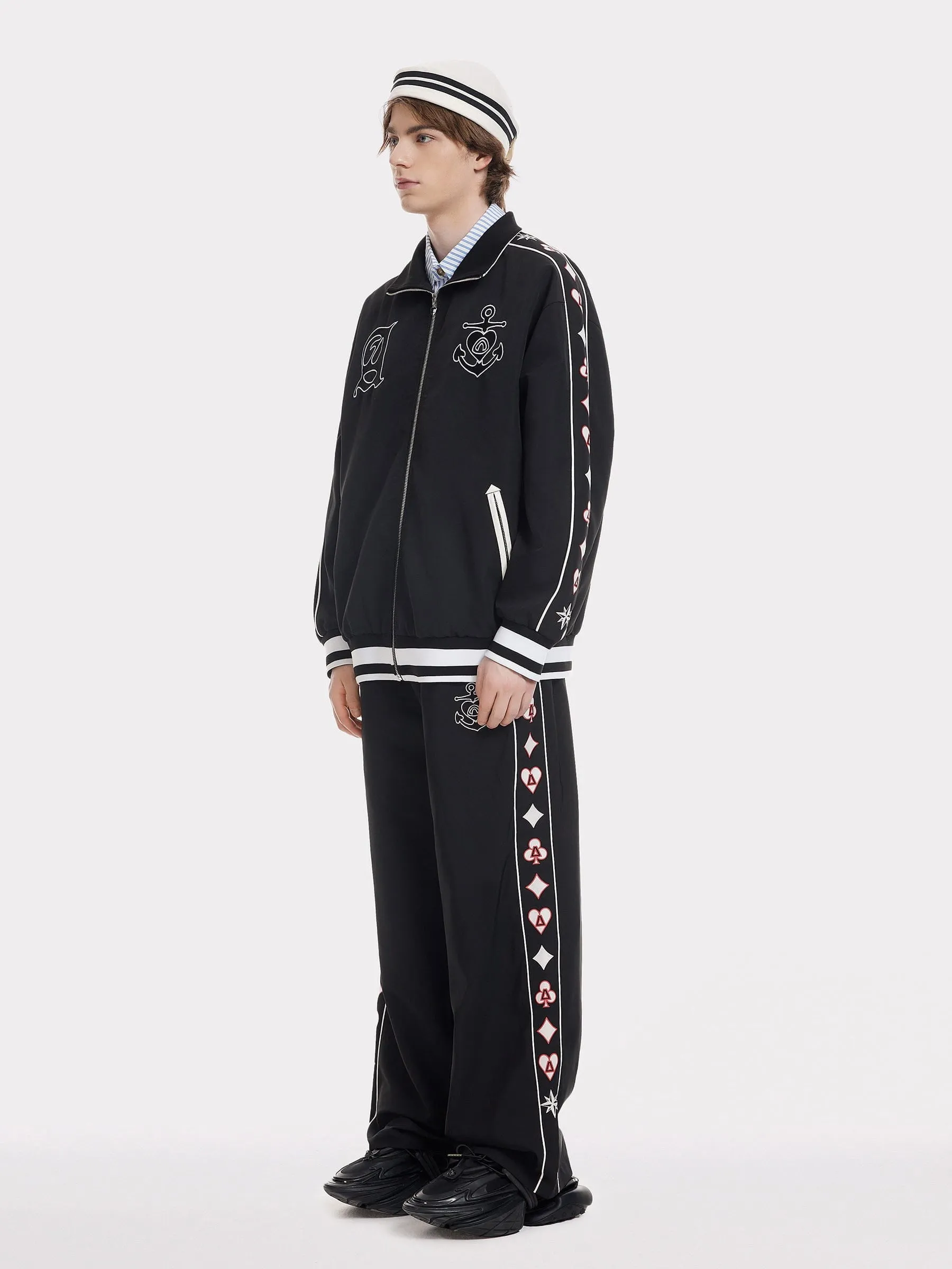 Aelfric Eden Embroidery Ship Anchor Bomber Jacket