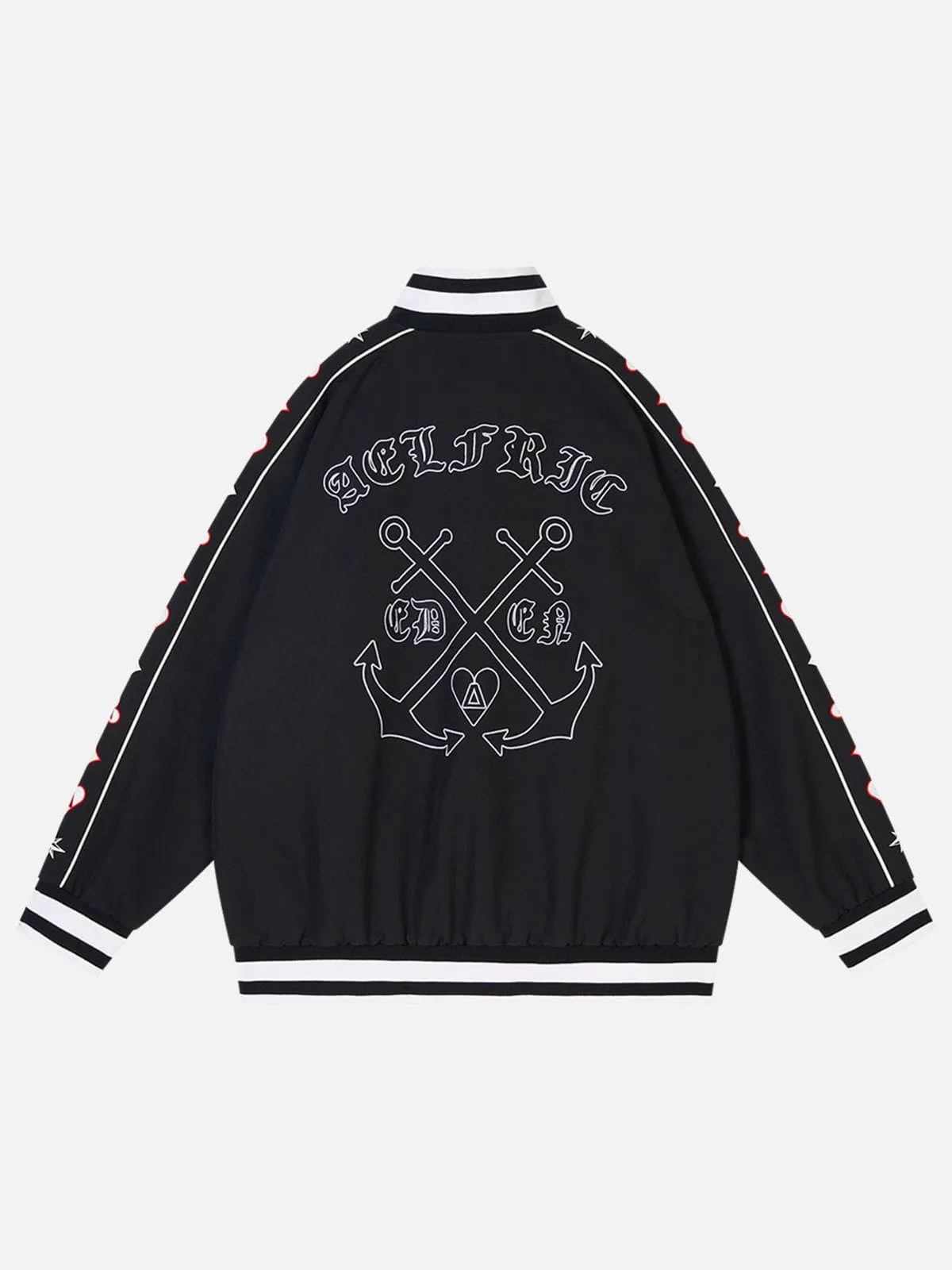 Aelfric Eden Embroidery Ship Anchor Bomber Jacket