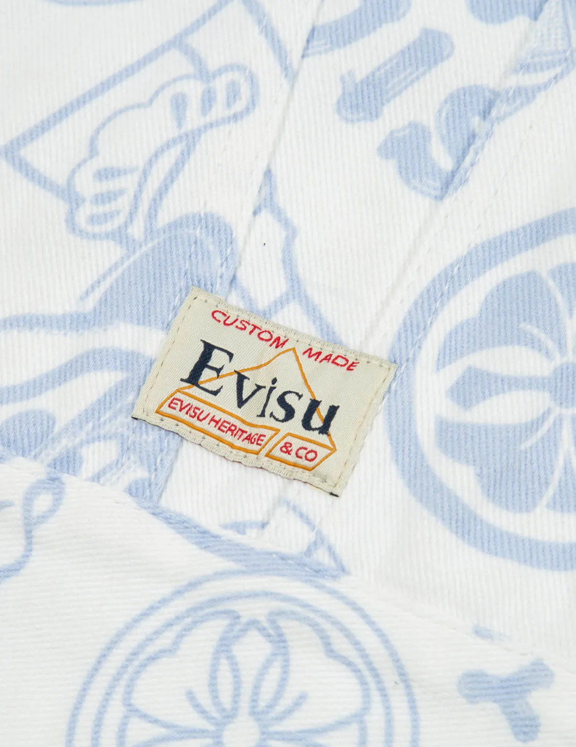 Allover EVISU Squad Discharge-Print Oversize Denim Jacket