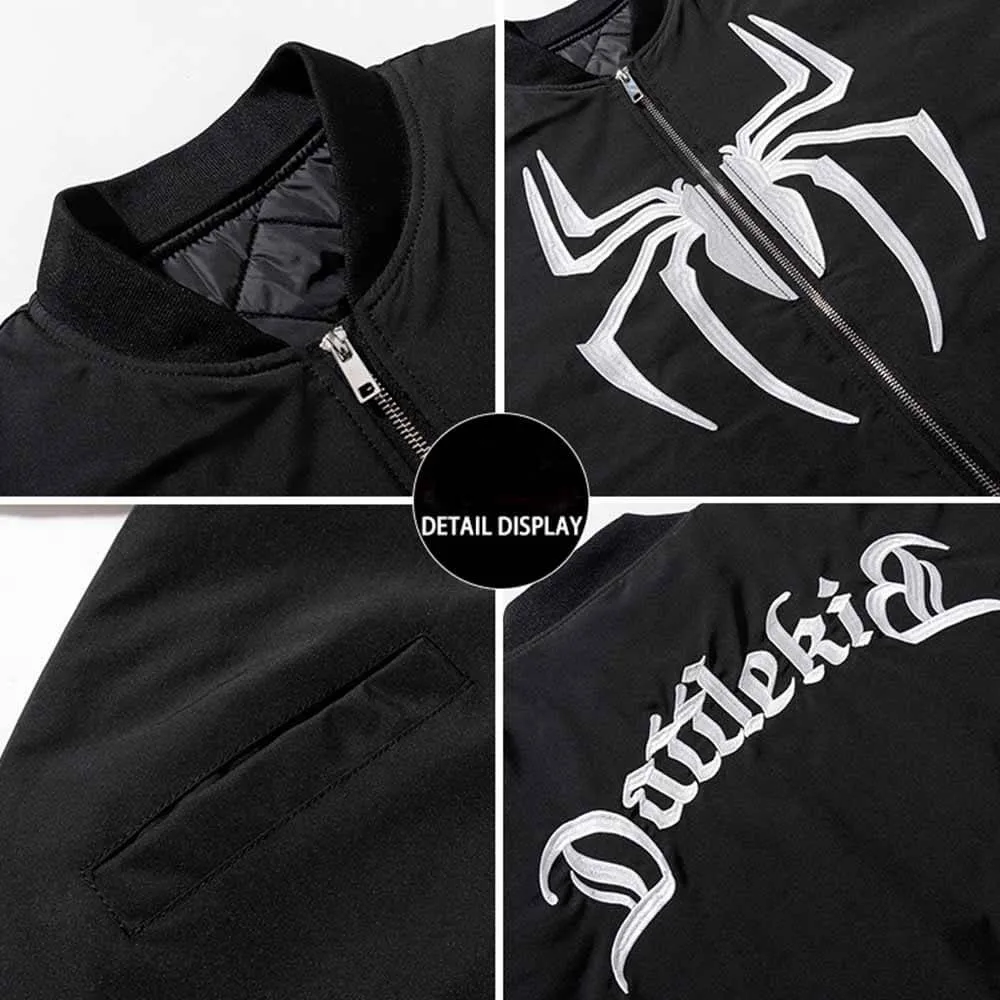 American Street Spider Embroidered Thickened Bomber Jacket