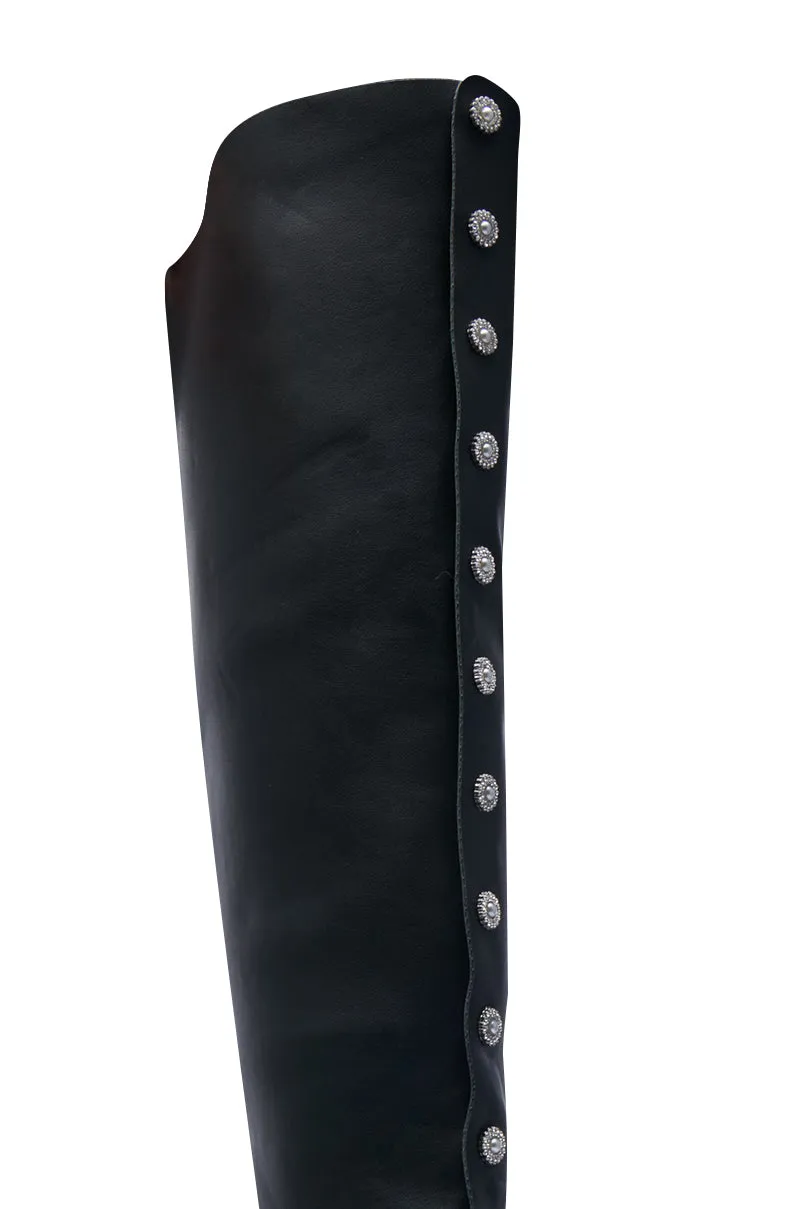 AZALEA WANG ALETTA BLACK EMBELLISHED STILETTO BOOT