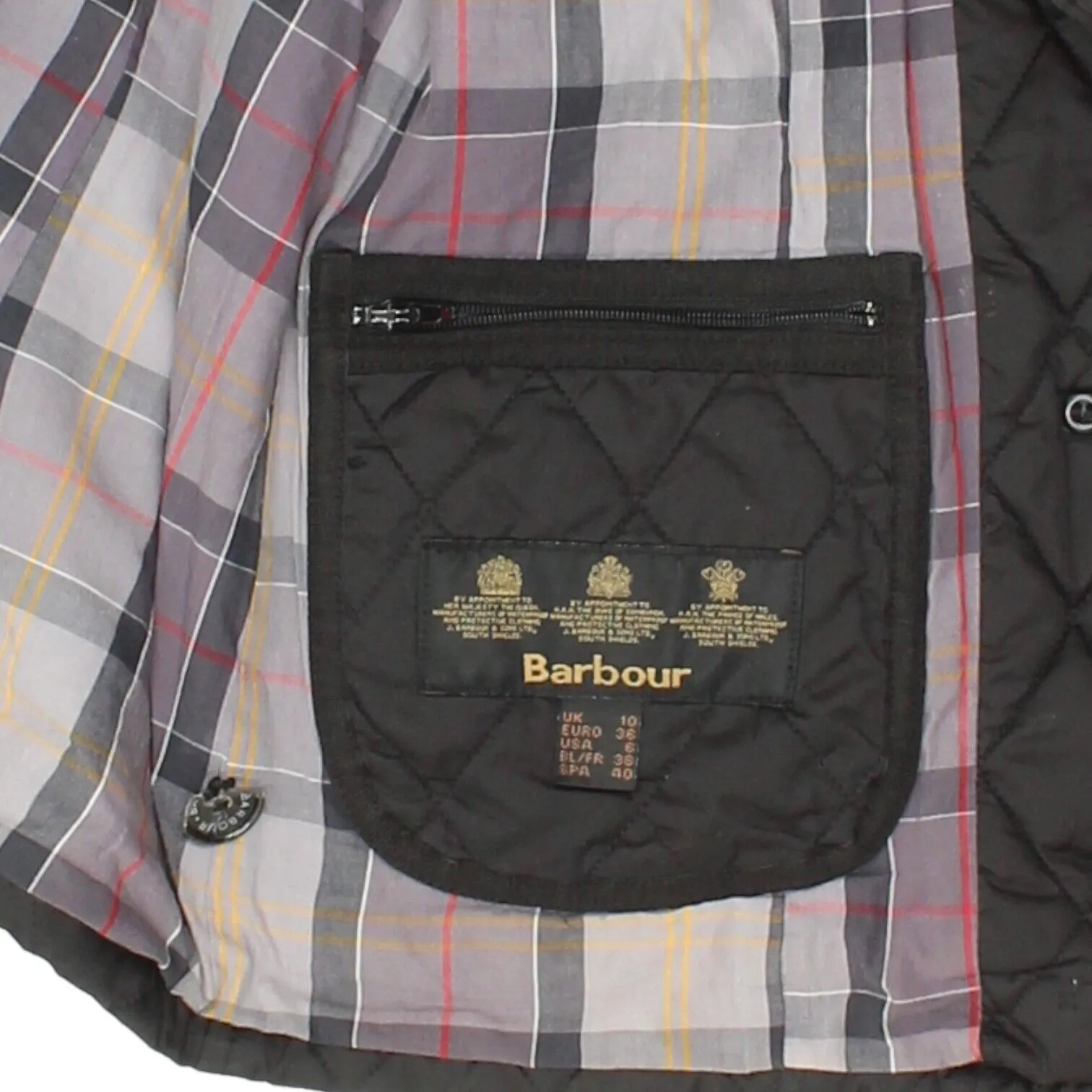 Barbour Womens Black Quilted Jacket | Vintage High End Designer Coat VTG