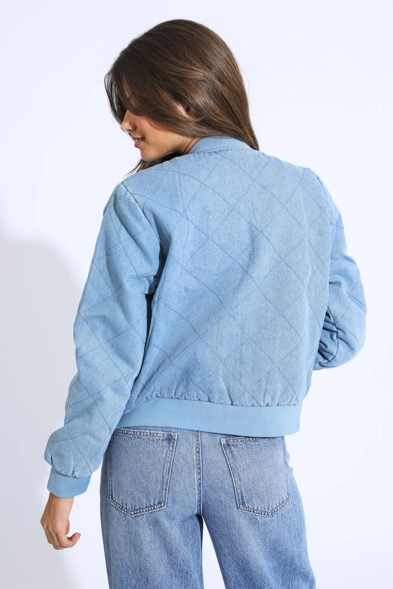 Beau Quilted Bomber Jacket - Denim Wash