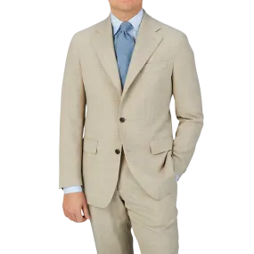 Beige Melange Wool Linen Suit Jacket