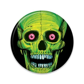 BEISTLE VINTAGE HALLOWEEN GREEN SKULL BUTTON