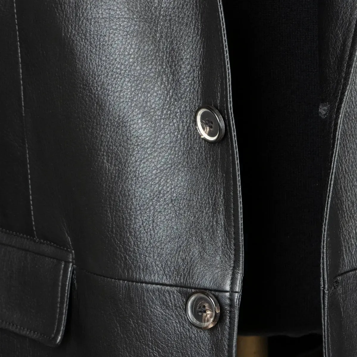 Black Deerskin Leather Blazer