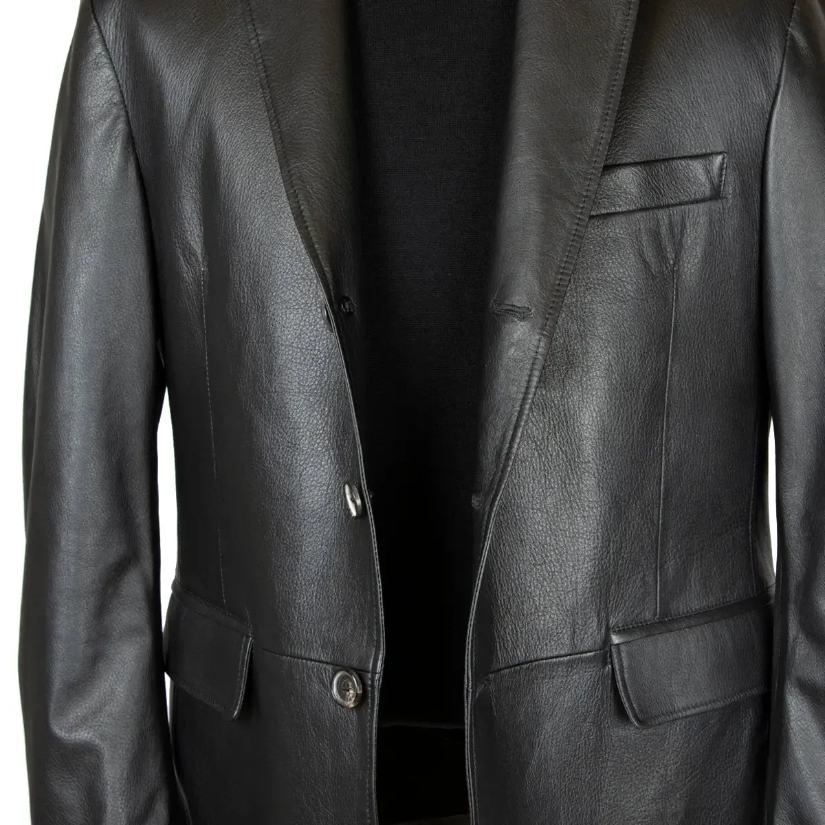 Black Deerskin Leather Blazer