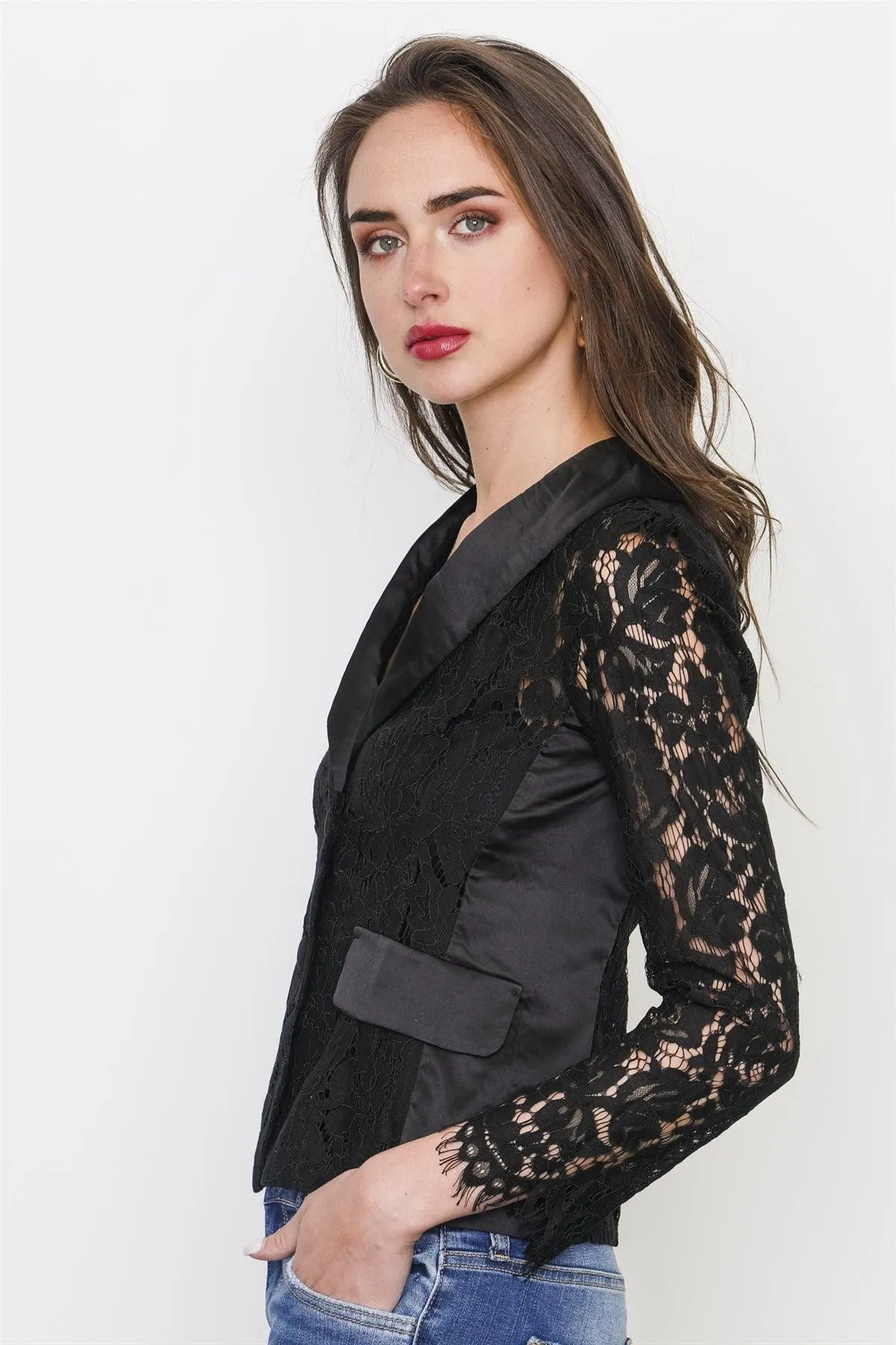 Black Floral Lace Blazer / 3-2-1