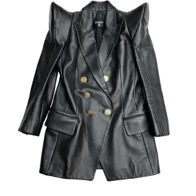 Black Leather Blazer - S