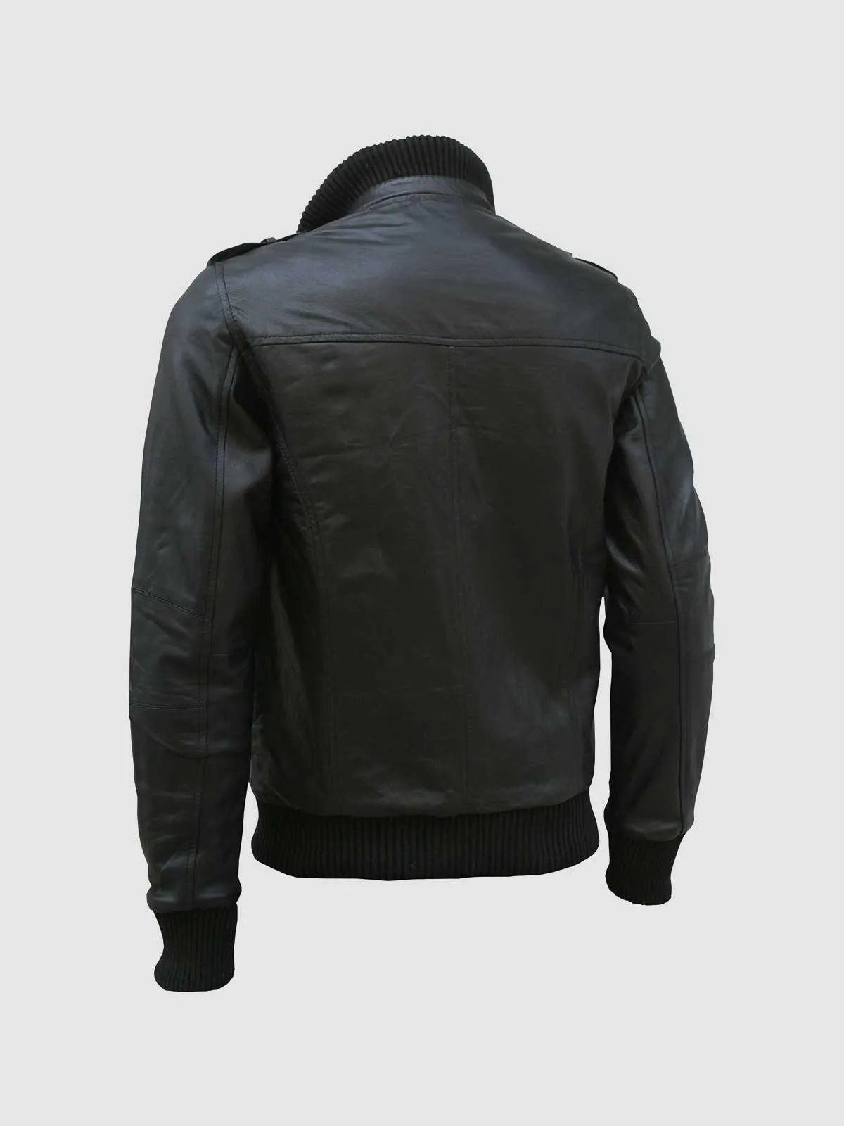 Black Leather Bomber Jacket