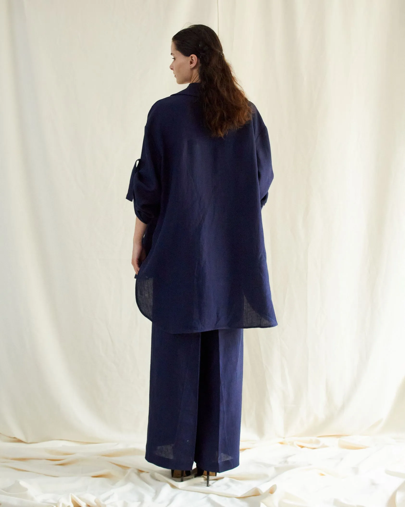 BLUE LINEN HAND OVERSIZED CO-ORD SET