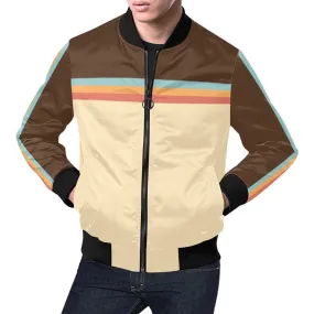 Bomber Jacket Men, Men's Bomber Jacket, Retro Jacket, 70s Style Jacket, Men's 70s Jacket, Retro Brown Stripe Jacket, Stripe Jacket Men