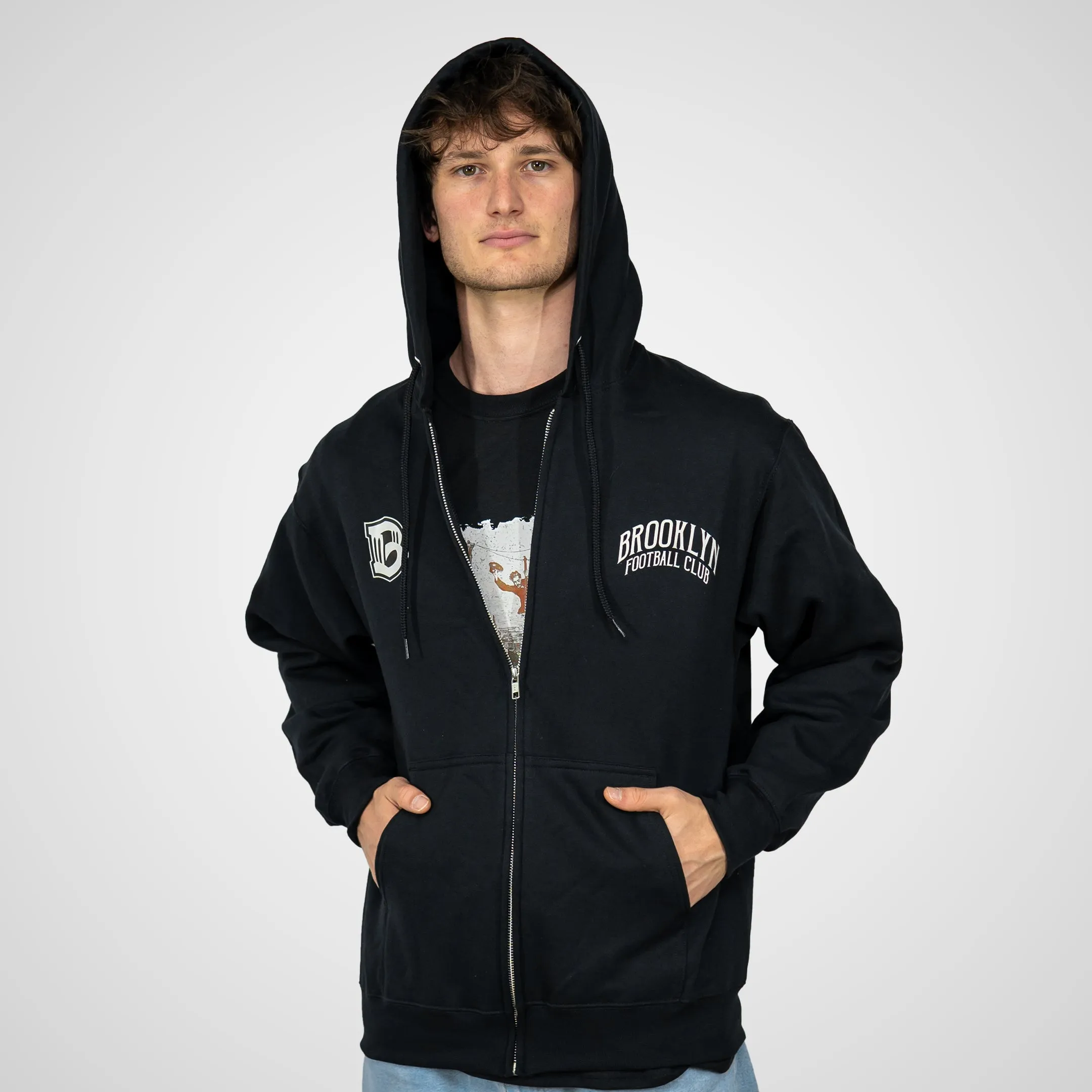 Brooklyn FC Soccer Retro Black Full Zip Up Jacket