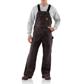 'Carhartt' Men's Quilt Lined Sandstone Bib Overall - Dark Brown