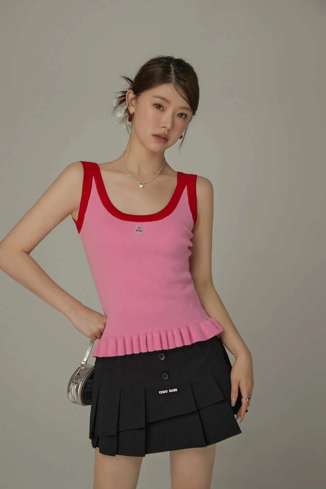 Cherry Detail Knit Sleeveless Top