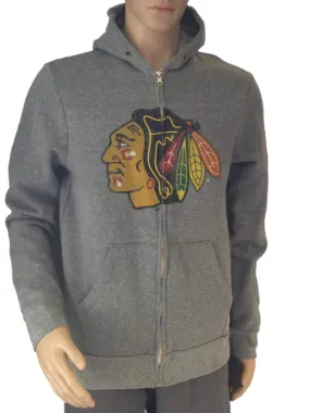 Chicago Blackhawks Retro Brand Light Gray Triblend Fleece Zip-Up Hoodie Jacket