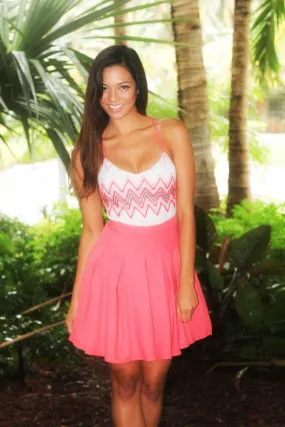 Coral Chevron Top Dress