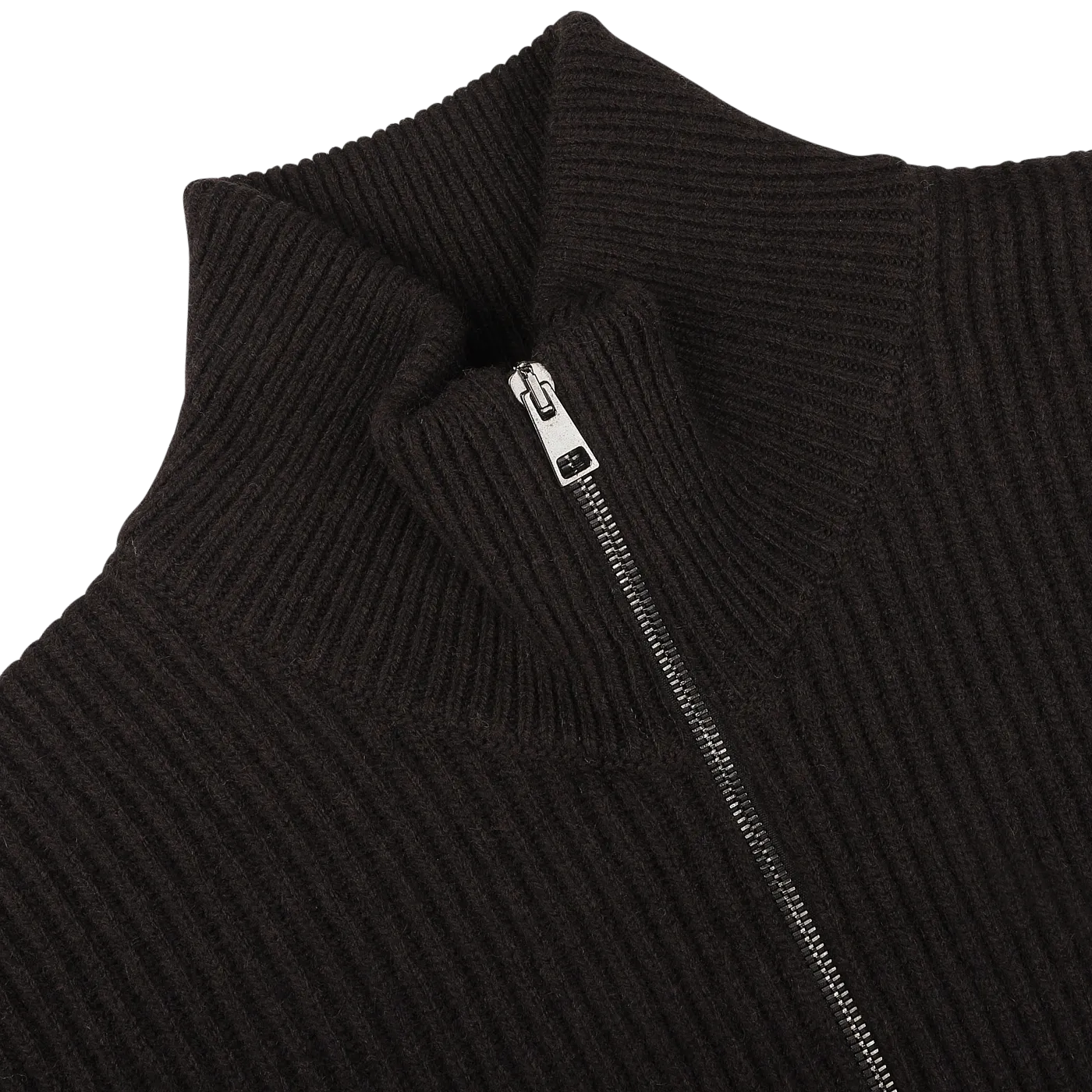 Dark Brown Wool Cashmere Zip Jacket