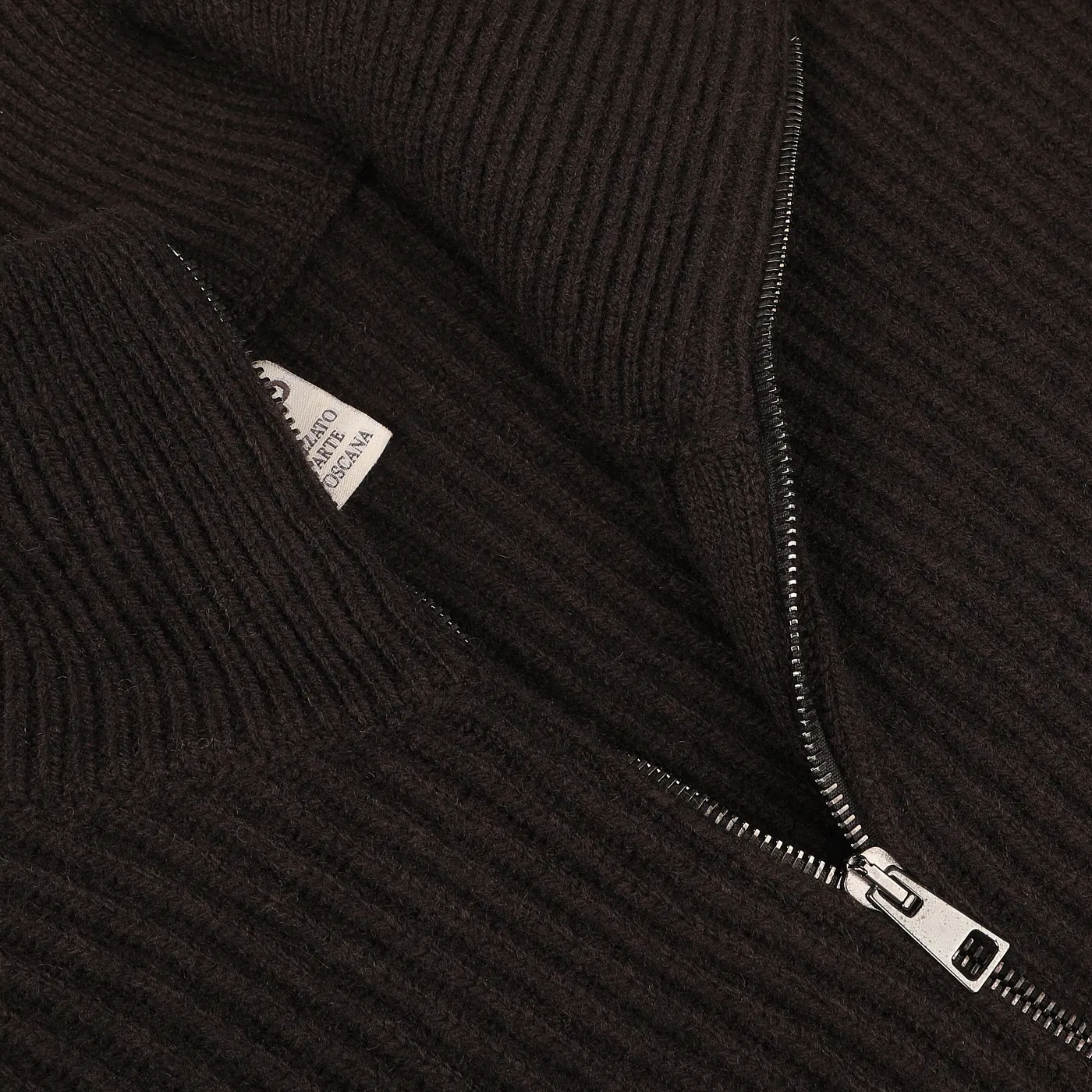 Dark Brown Wool Cashmere Zip Jacket