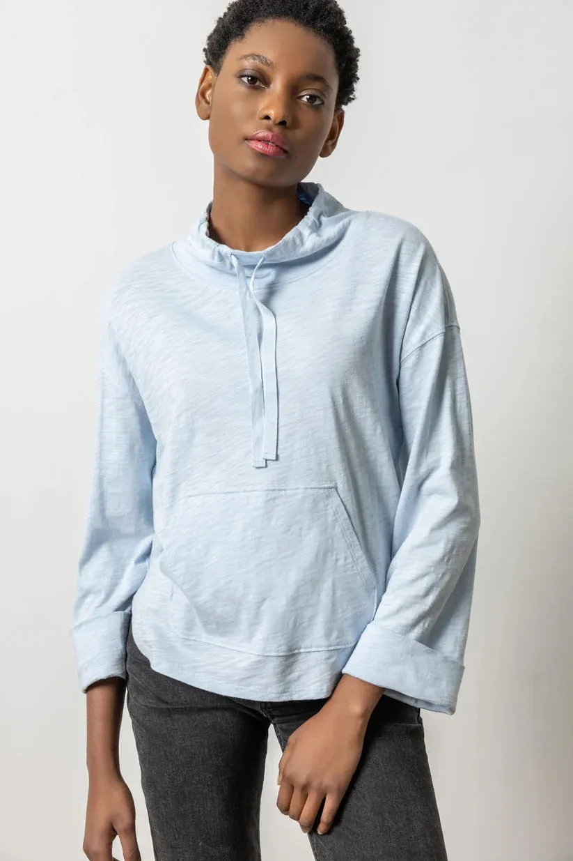 DRAWSTRING NECK PULLOVER