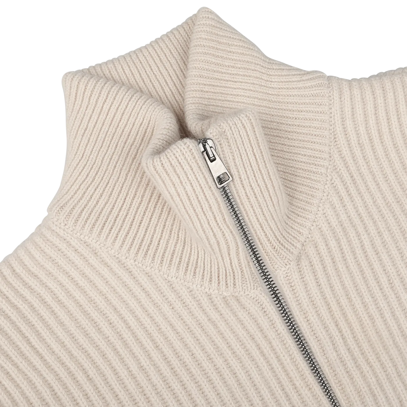 Ecru Beige Wool Cashmere Knitted Jacket