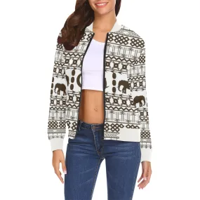 ELEPHANT ORNEMENT All Over Print Bomber Jacket for Women