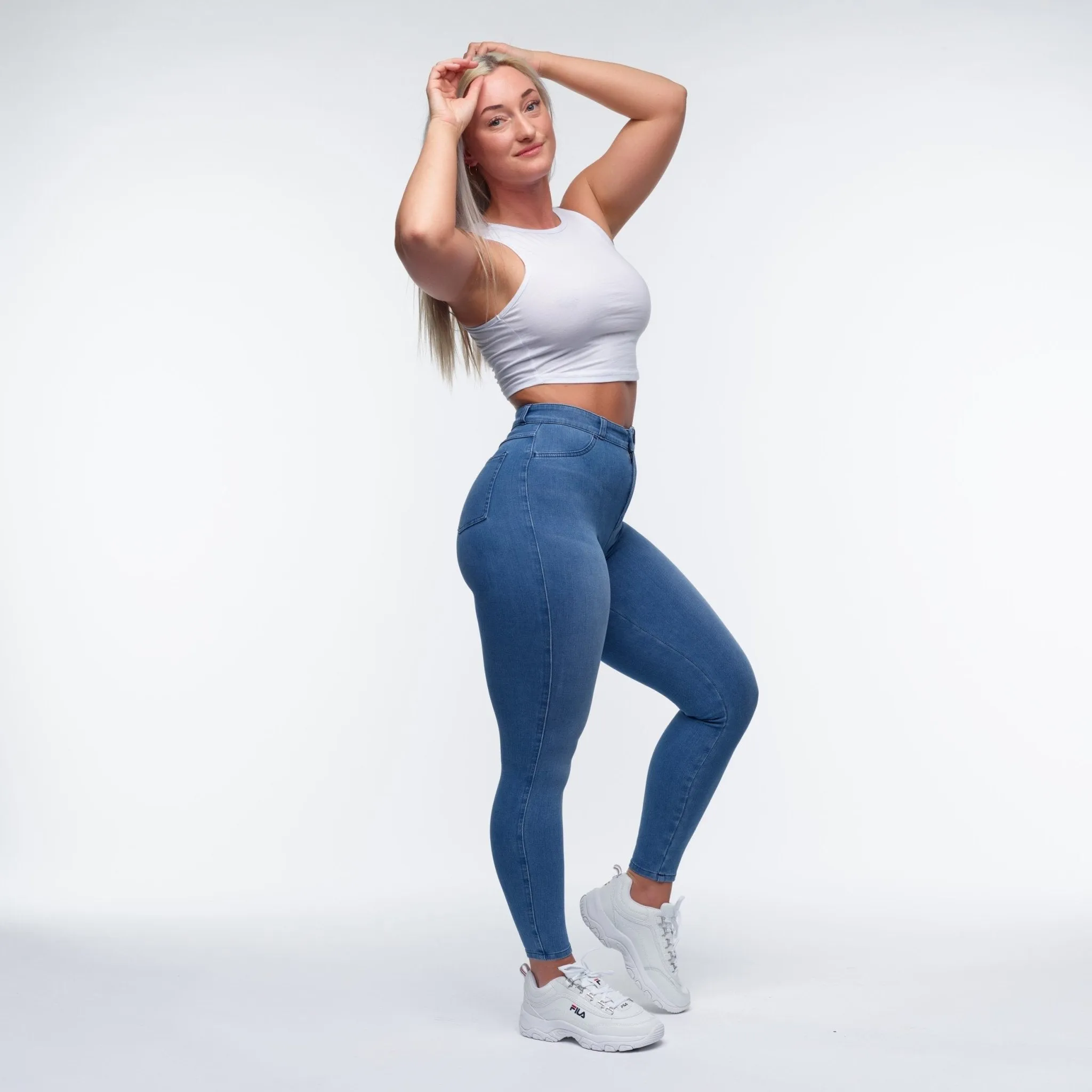 Embrace High Waisted Jeans - Light Blue