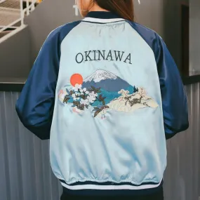 Embroidery Okinawa Japan Satin Zipper Bomber Jacket