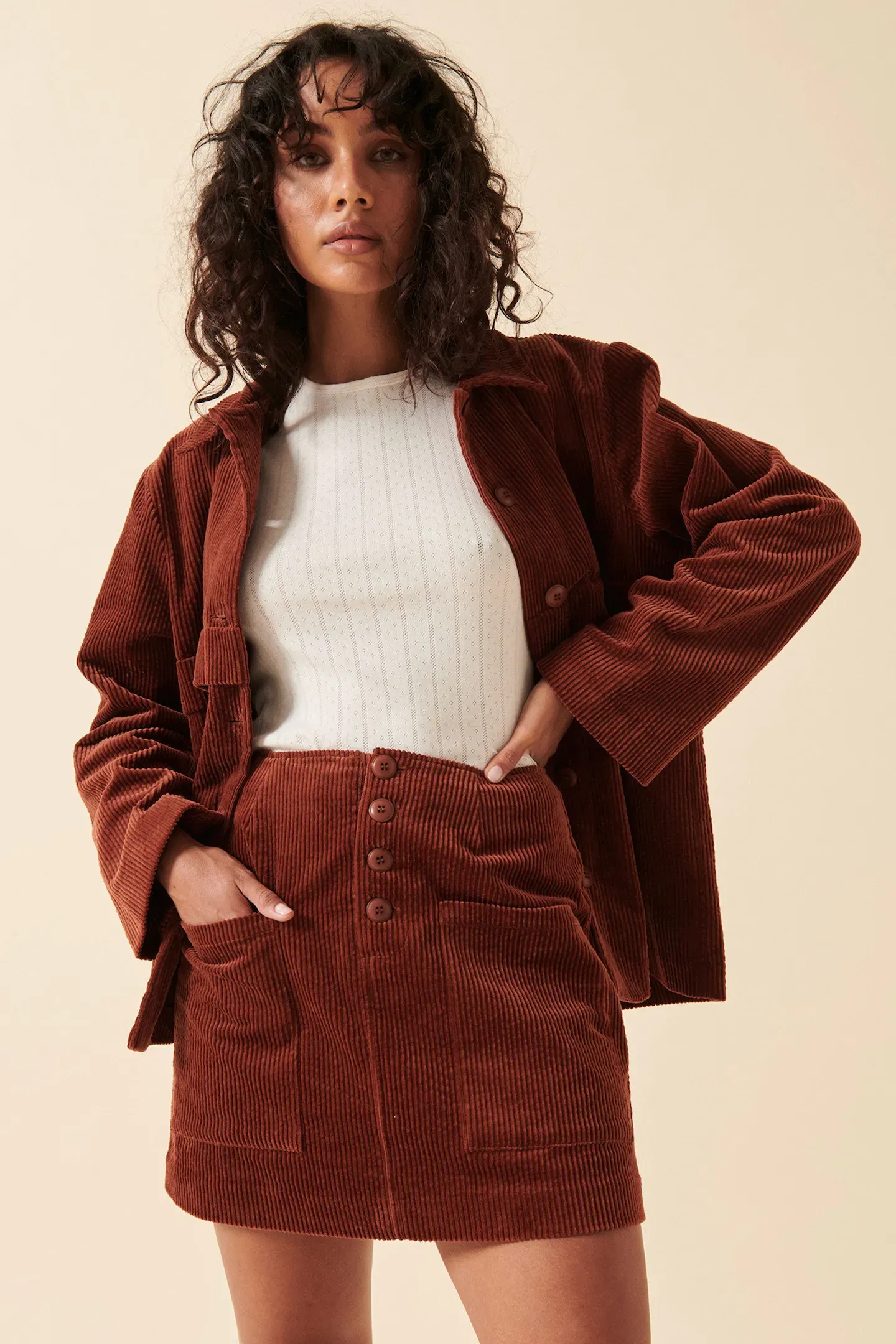 Francoise Cord Jacket - Chestnut