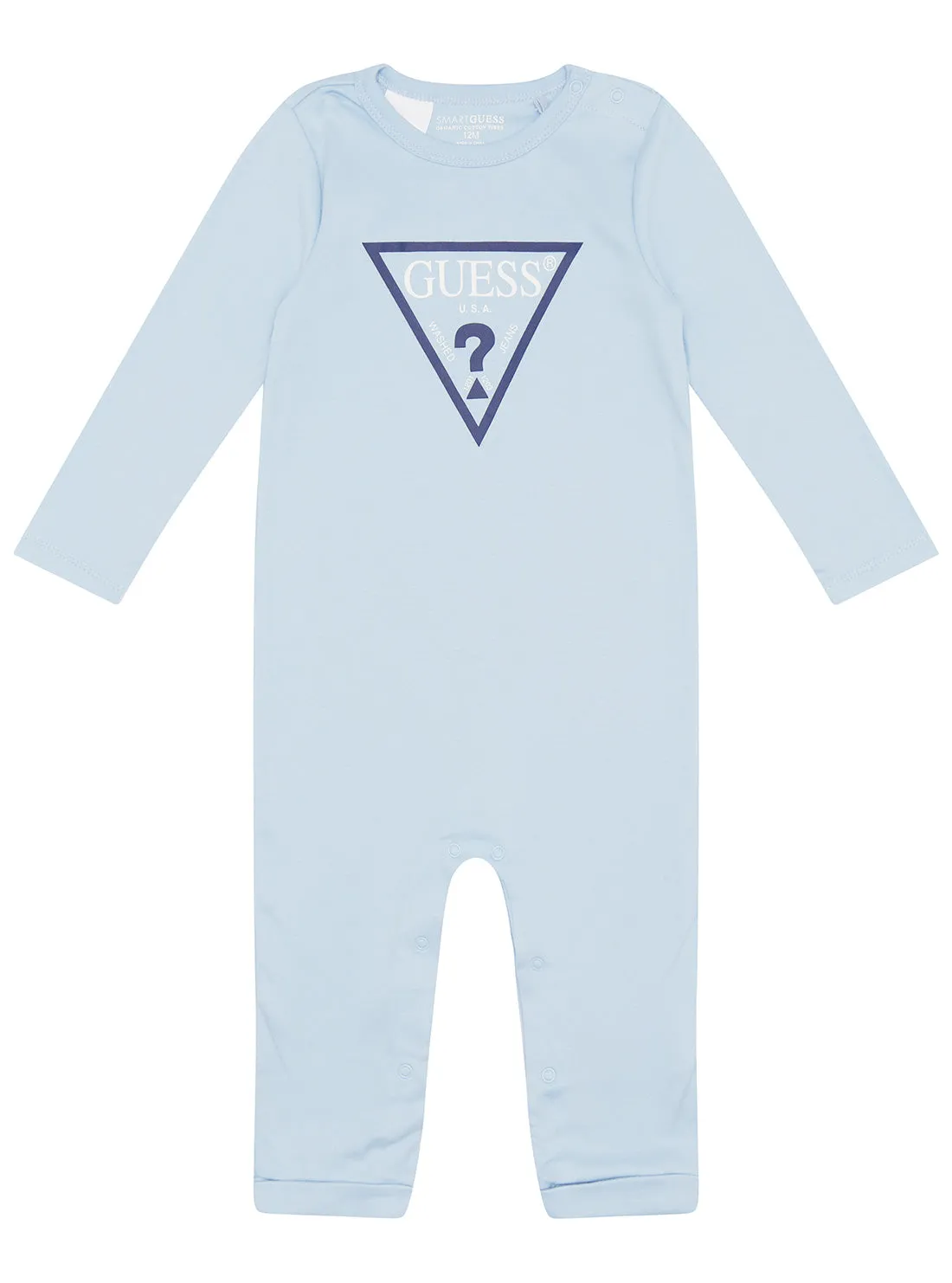 Frosted Blue Overall Logo Onesie (0-12m)