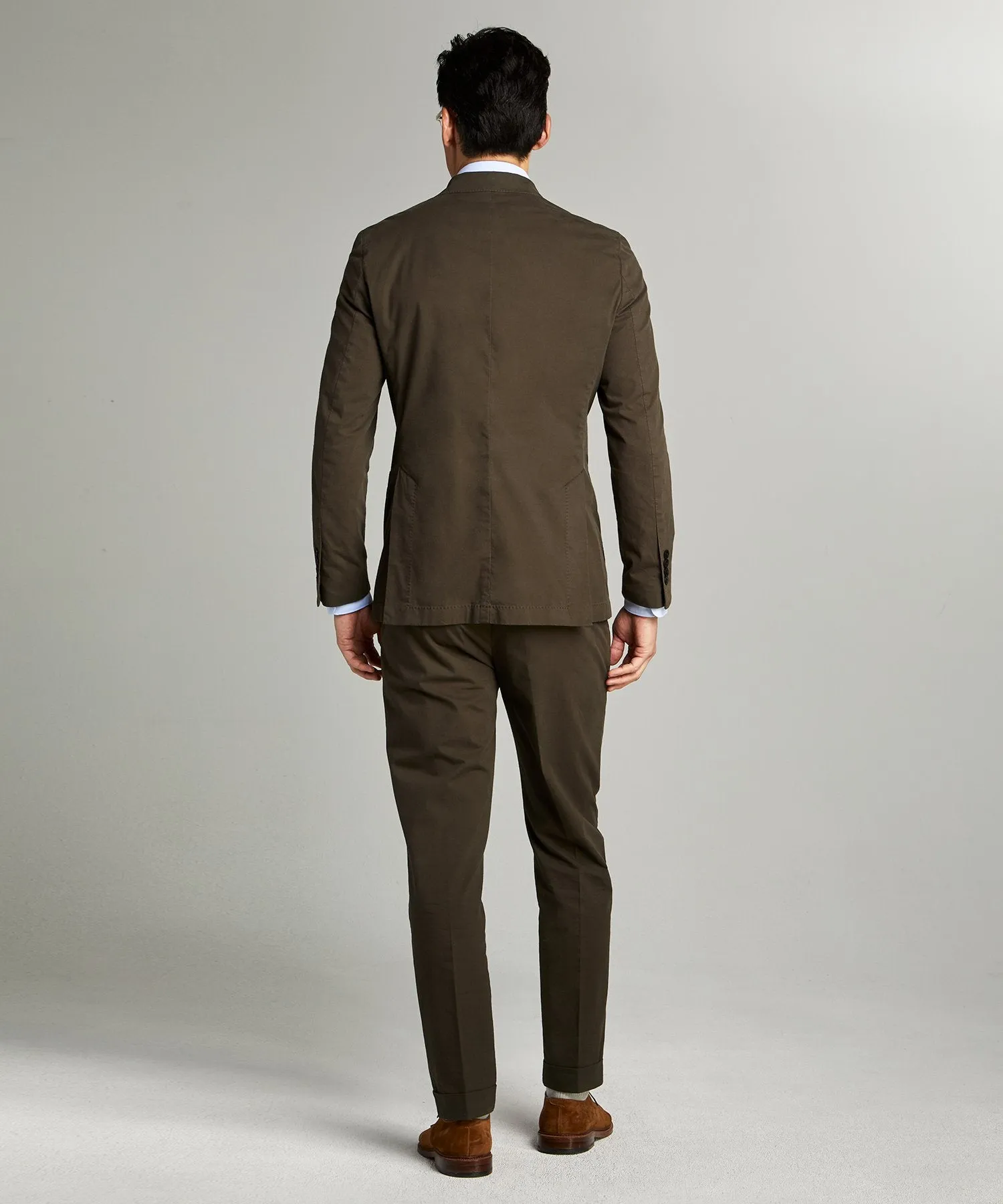 Garment Dyed Traveler Suit Jacket in Olive