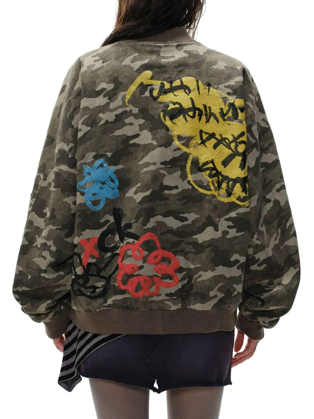 Graffiti Camouflage Baseball Bomber Jacket