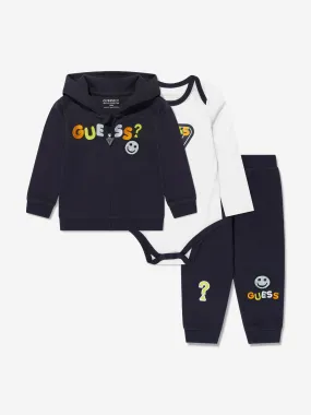 Guess Baby Boys Hoodie Pants And Body Set in Navy