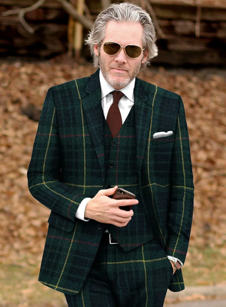 Harris Tweed Dark Green Tartan Suit