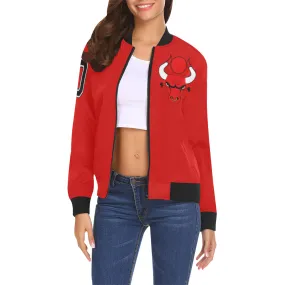 HATHOR BULLS RED All Over Print Bomber Jacket for Women