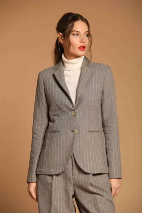 Helena blazer donna in cotone con fantasia a righe lurex