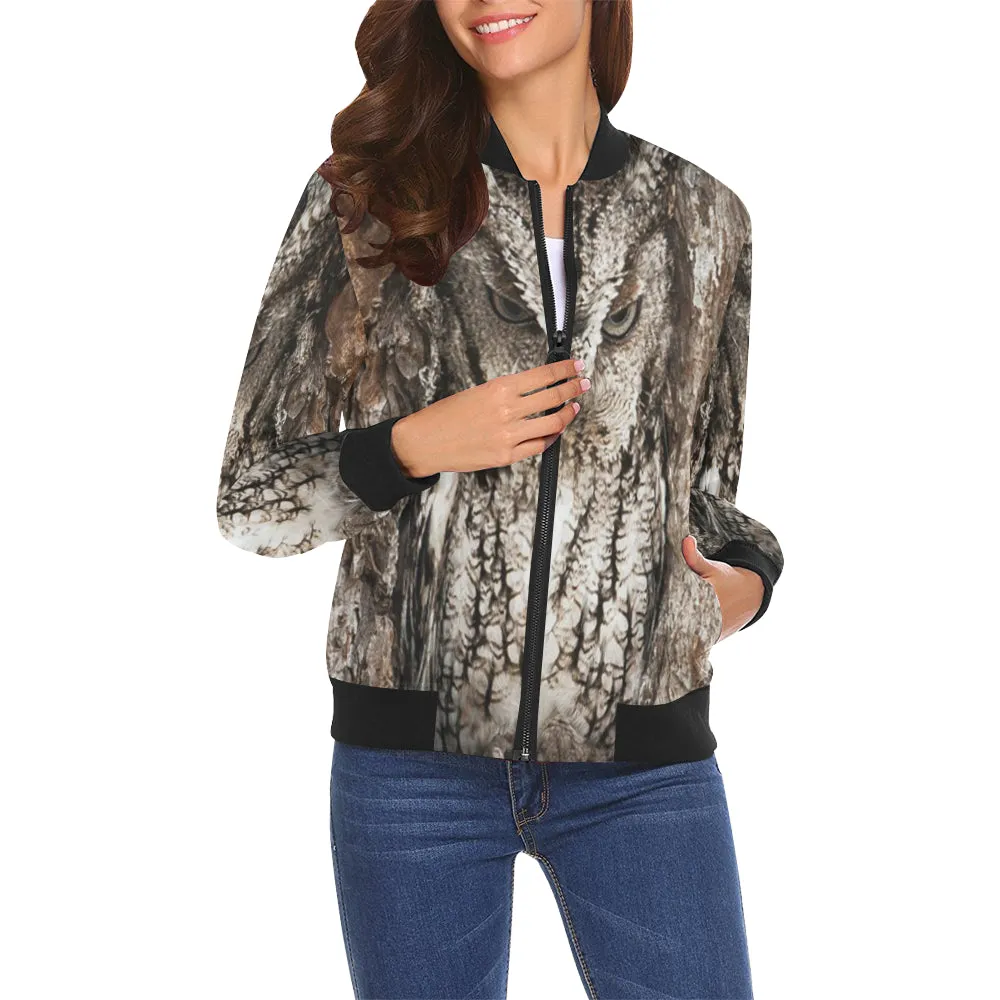 HIDDEN OWL All Over Print Bomber Jacket for Women