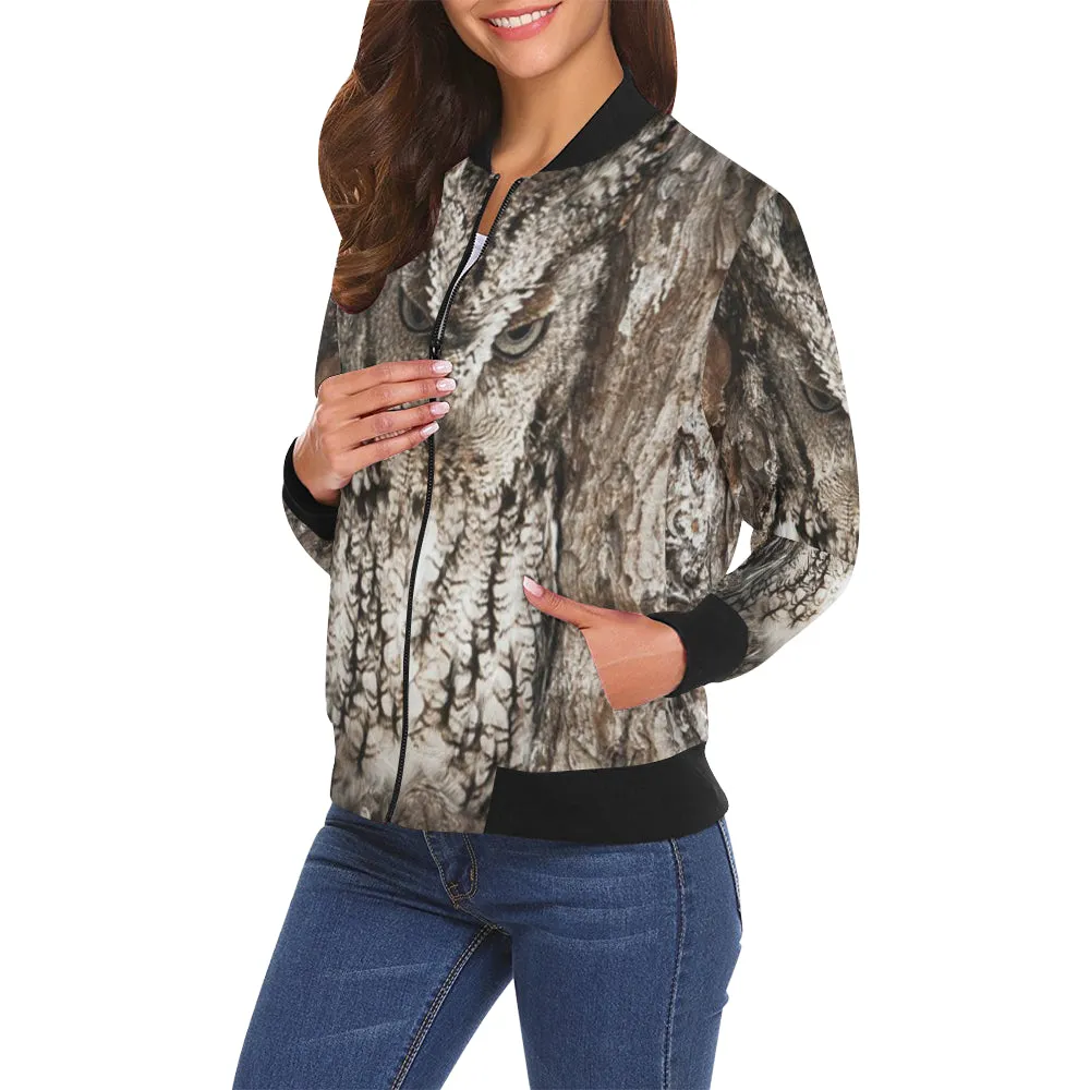 HIDDEN OWL All Over Print Bomber Jacket for Women