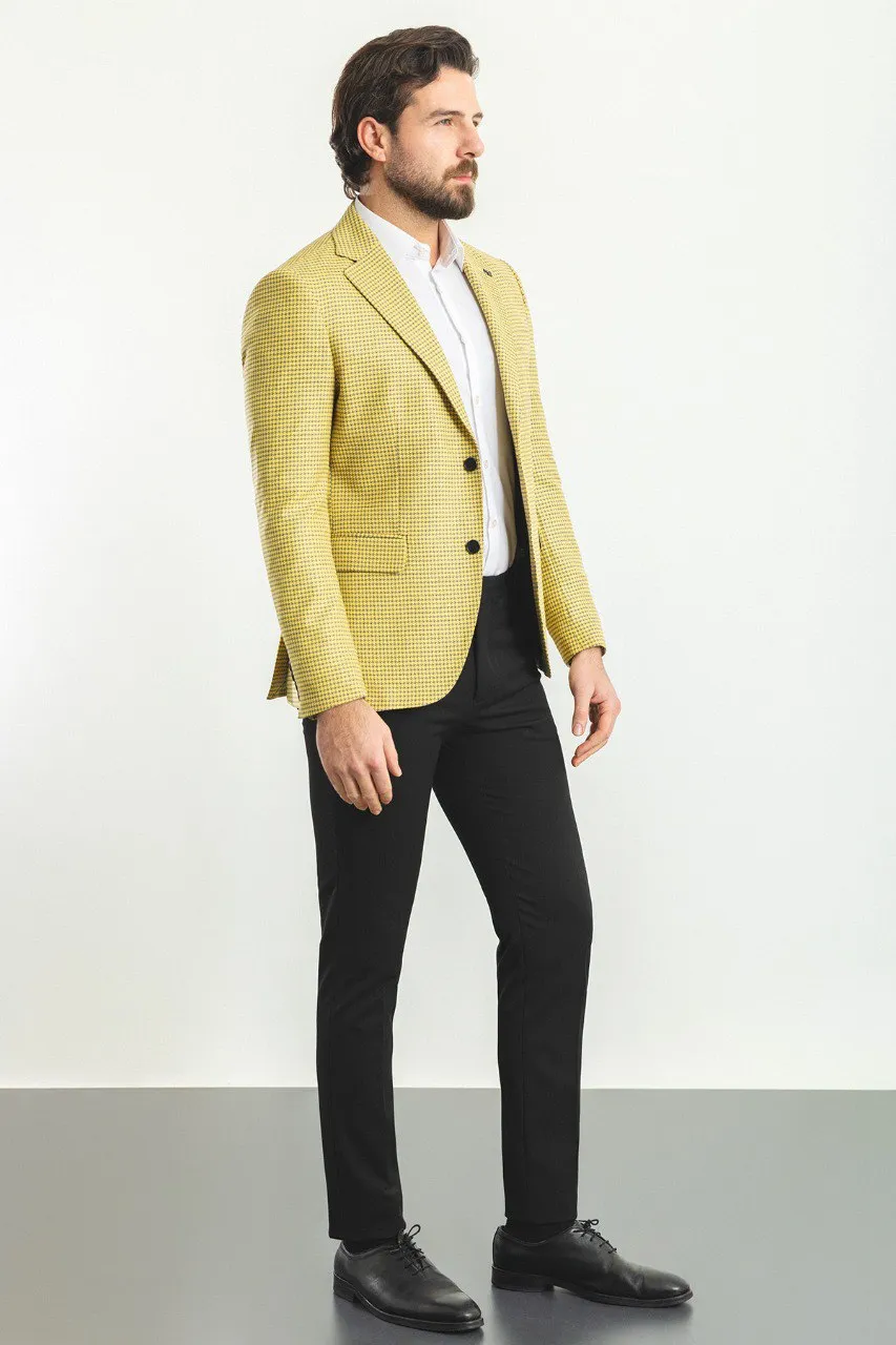 HolloMen Yellow Checkered Blazer