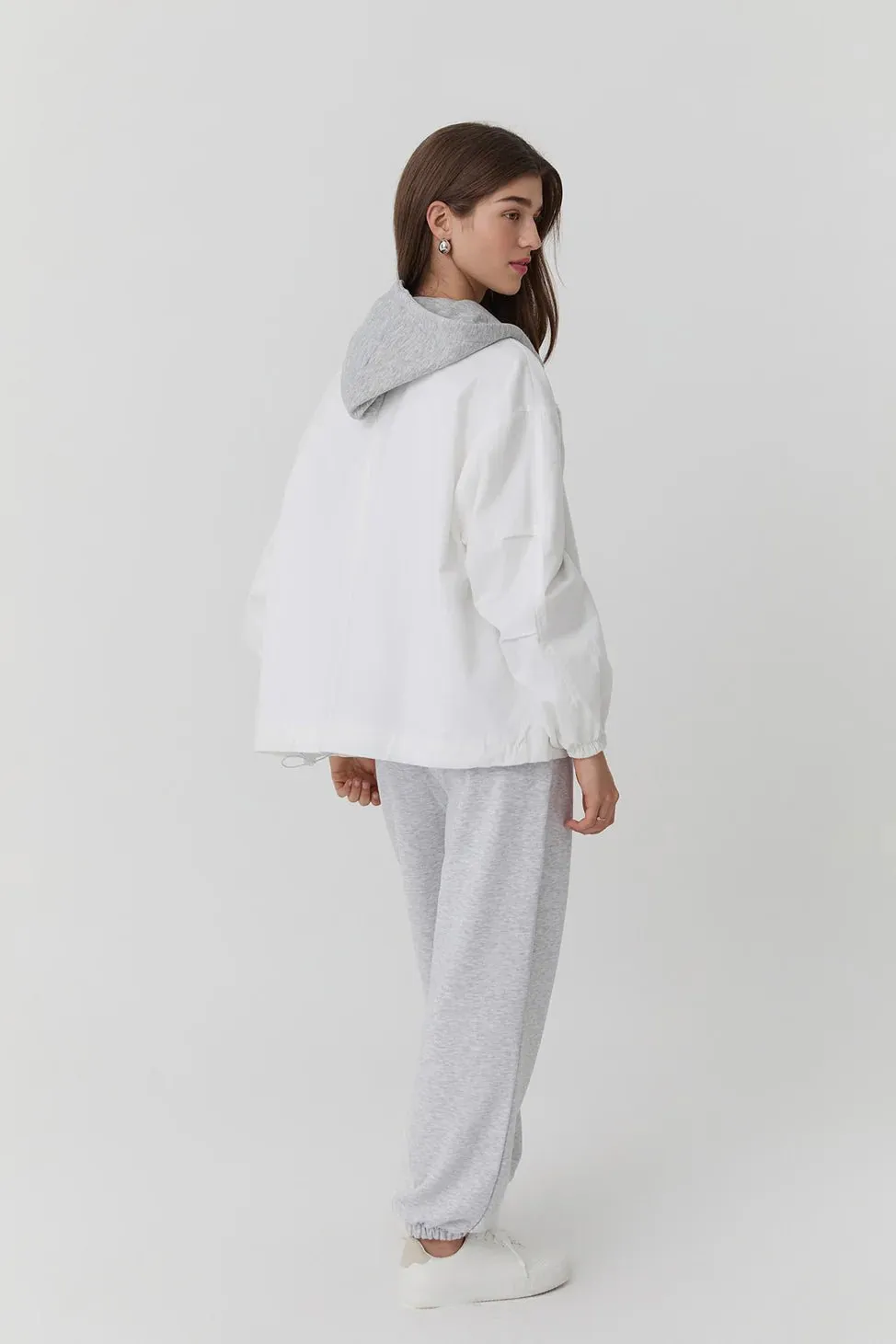 Hooded Pocket Detailed Jacket White