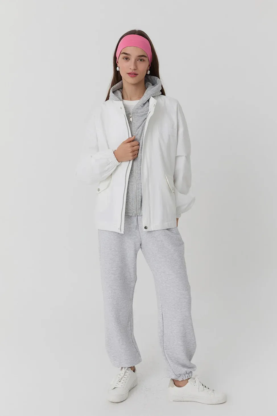 Hooded Pocket Detailed Jacket White