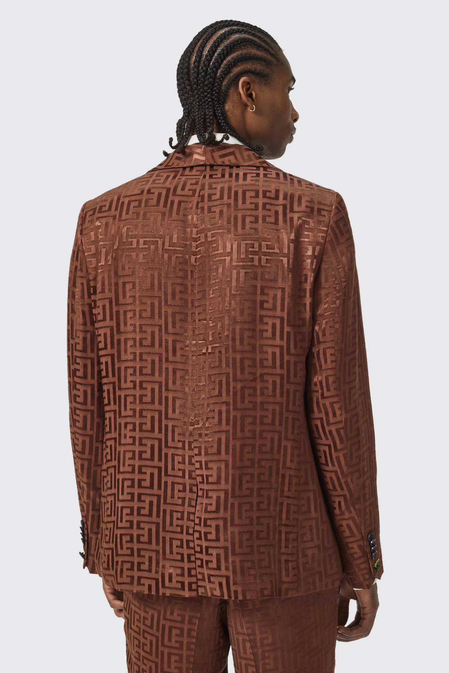 Hurston Slim Fit Brown Jacquard Jacket - ARCHIVE