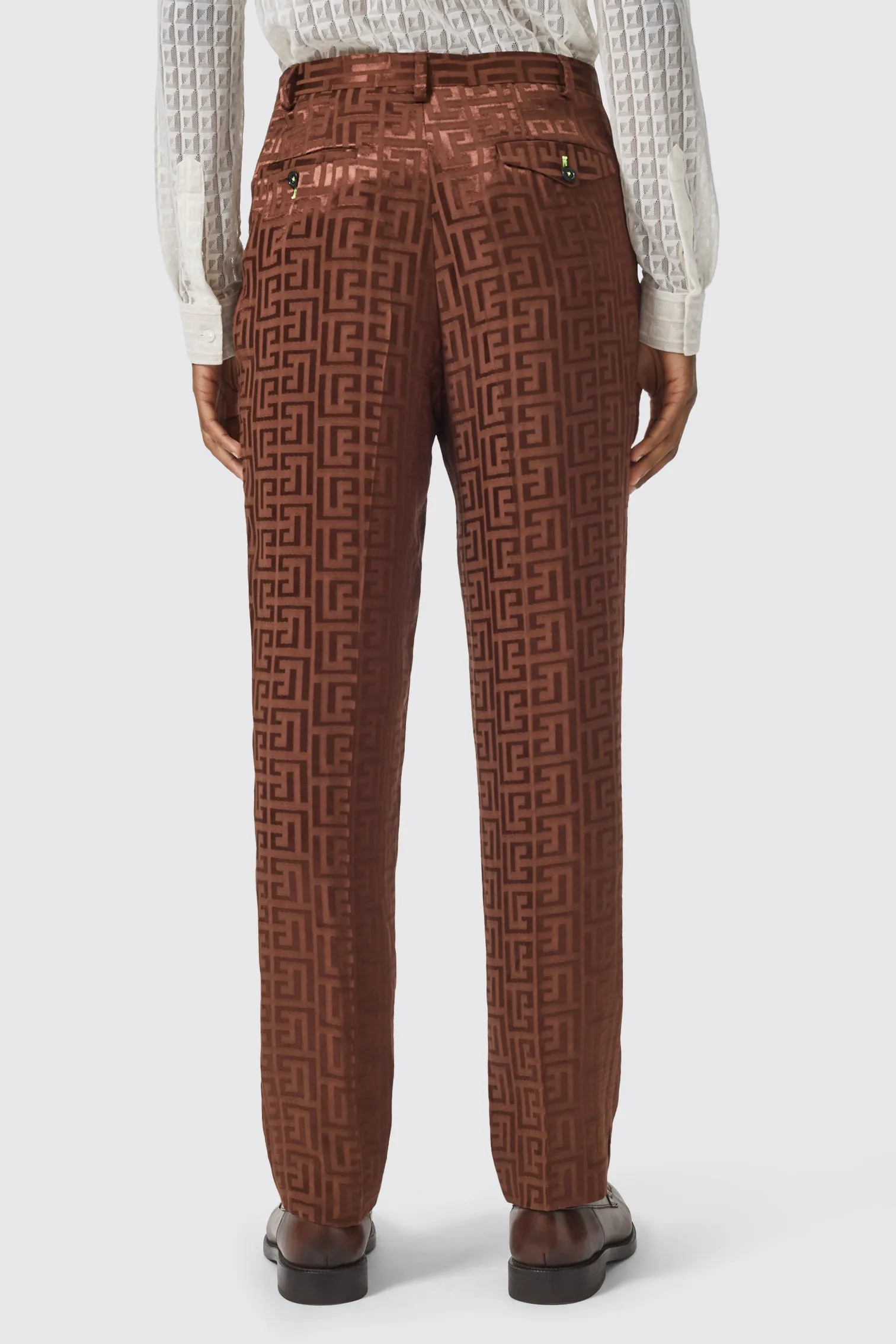 Hurston Slim Fit Brown Jacquard Trouser - ARCHIVE