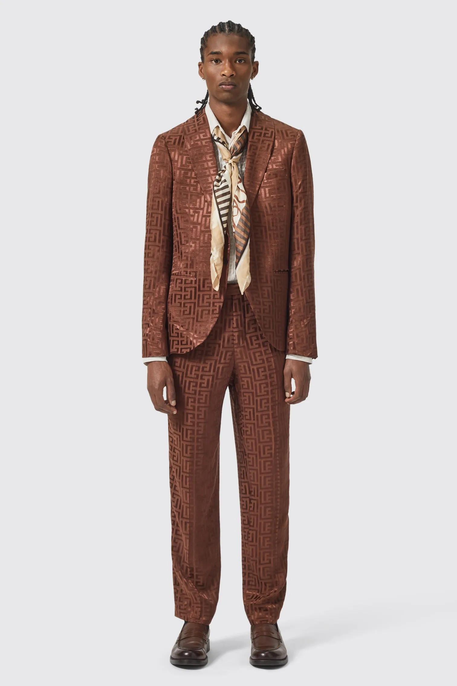 Hurston Slim Fit Brown Jacquard Trouser - ARCHIVE