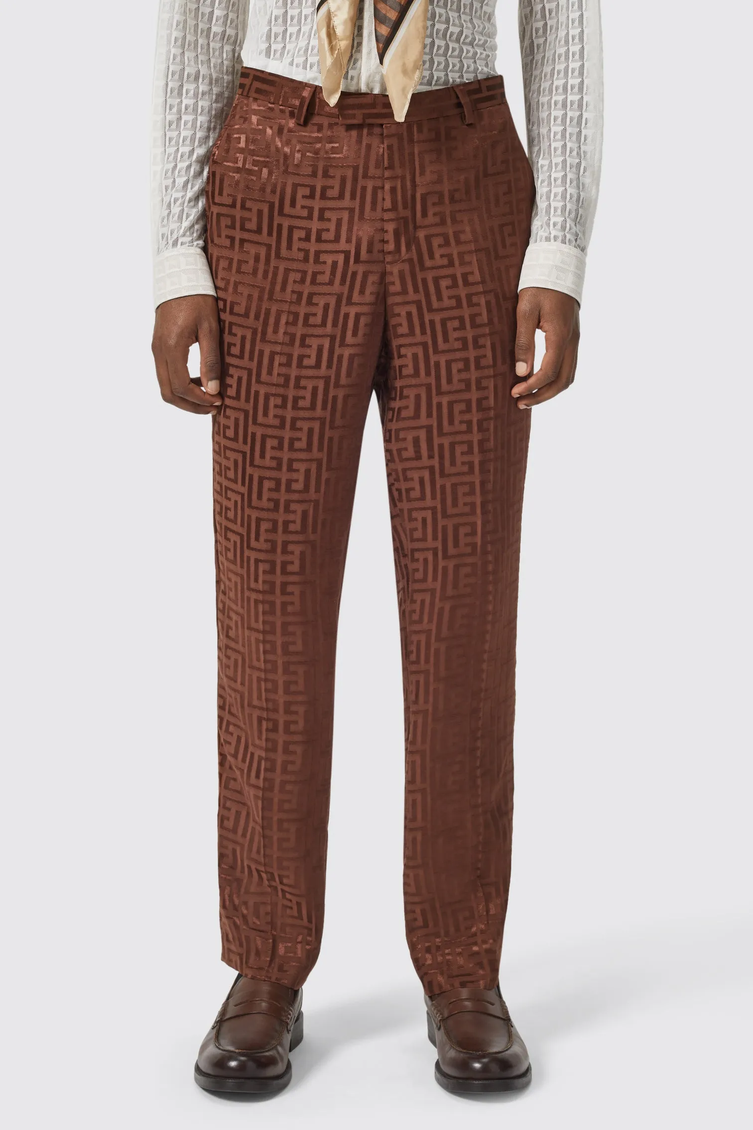 Hurston Slim Fit Brown Jacquard Trouser - ARCHIVE