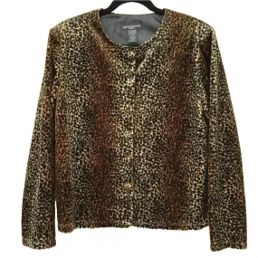 Impressions Lifestyle Vintage 80s Velour Animal Print Mob Wife Button Jacket - M