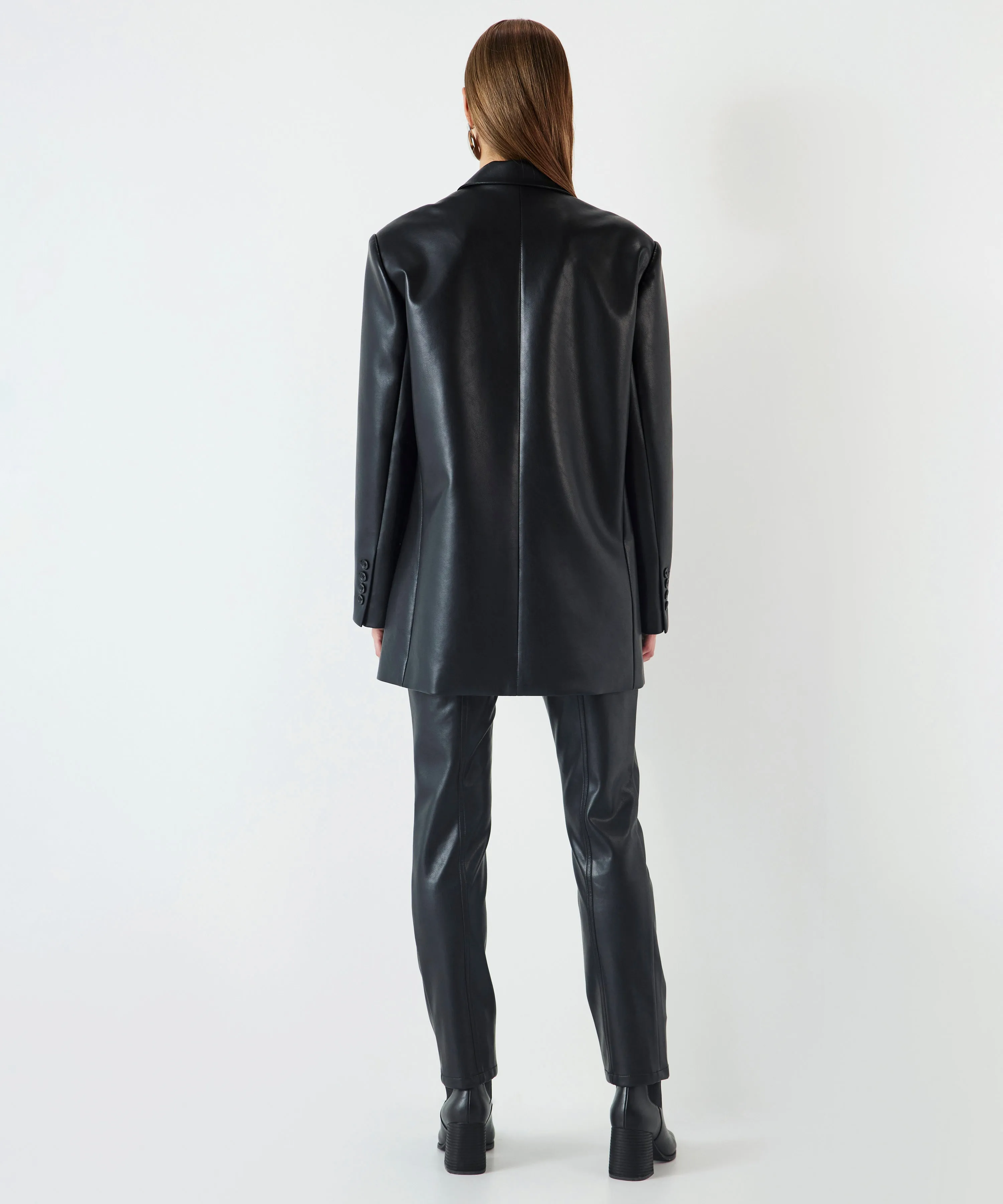 Ipekyol Leather Look Oversize Blazer Black